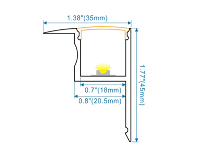 Alu-skinne for LED strip. 1 m. (35x45 mm)