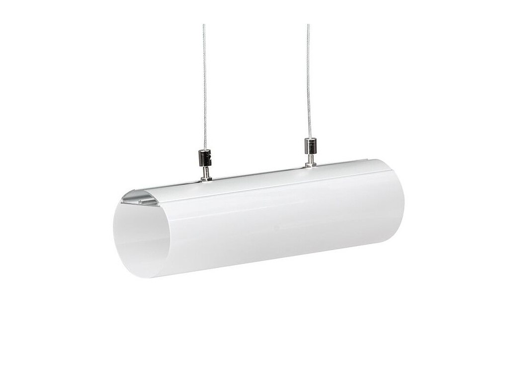 Aluminiumsprofil Ø40 mm til LED strip. 2 m. inkl. opal halvmåne cover. 2 beslag og wire
