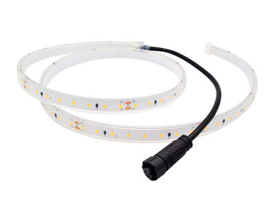 Sauna LED strip 5 m. 8W/m. 24V. Ra>85.  3000K. IP68. 12mm. 30 cm. ledning i ENE ende