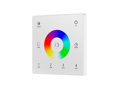 Fjernbetjeningspanel 2.4GHz for RGB+CCT 4 zoner styring og dæmp. Hvid