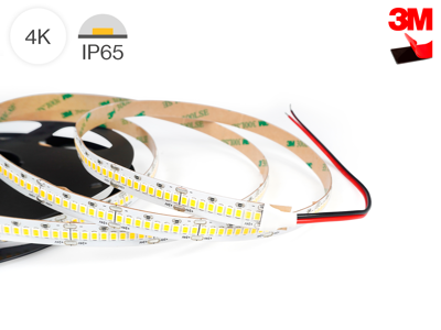 LightMore LED højlumen-strip 10 m. 9.6W/m. 4.000K. 24V. Ra90. 180LED/m. IP65. 10mm PCB. 50 cm. ledning i begge ender