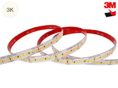 LightMore LED strip 25 m. 18W/m. 24V. Ra95. 224LED/m. 3.000K. IP20. 10mm PCB. 20 cm. ledning i begge ender