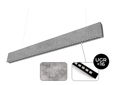 SilentFelt slim akustik LED armatur NW. Silver Grey. 1200mm