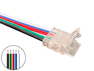 Adapter for LED strip. Samler med ledning. 10mm. COB. RGBW. IP20