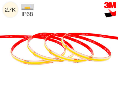 LightMore LED COB strip 10 m. 8W/m. 24V. Ra95. 420LED/m. 2700K. IP68. 8mm PCB. 200 cm. ledning i ENE ende