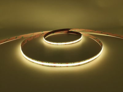 LED TrueColor COB strip RGBW 16W/m. 24V. 560LED. RGB+3000K. IP20. 12mm PCB. 20 cm. 0.5mm2 i begge ender. med rødt 3M tape