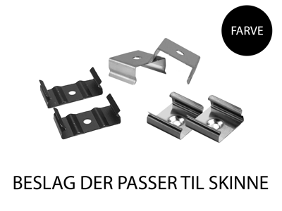 Clips-sæt sort for alu-skinne (14x15mm)