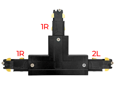 PRO Track Rail T-tilslutning. venstre #1. 3-faset/6-ledet. SORT