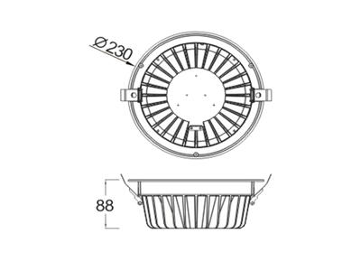 LED downlight Ø:230mm. 30W. CCT. dip-switch. DC han stik