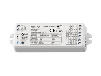 LED dimming controller RF 2.4GHz & Zigbee 3.0/Tuya. 5-kanals (RGBCTA). 12V/24V