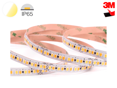 LED vandtæt TrueColor CCT strip 10 meter. 24V. 20W/m. 240 LED/m. IP65. 8 mm. PCB. 3M tape. 2x 20 cm. ledning 0.5mm2