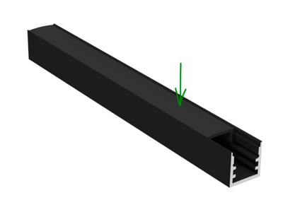 Cover SORT for alu-skinne for LED strip. 180 cm. (14x15 mm)