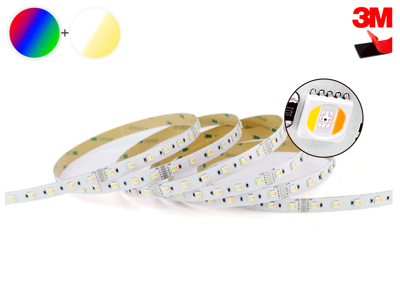 LED TrueColor RGB&CCT strip 24V. 19.2W/m. 180 LED/m. 3M tape. 2x 20 cm. 0.5mm2 ledning