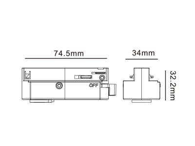 Slim Track Rail adapter. 1-faset/2-ledet. HVID