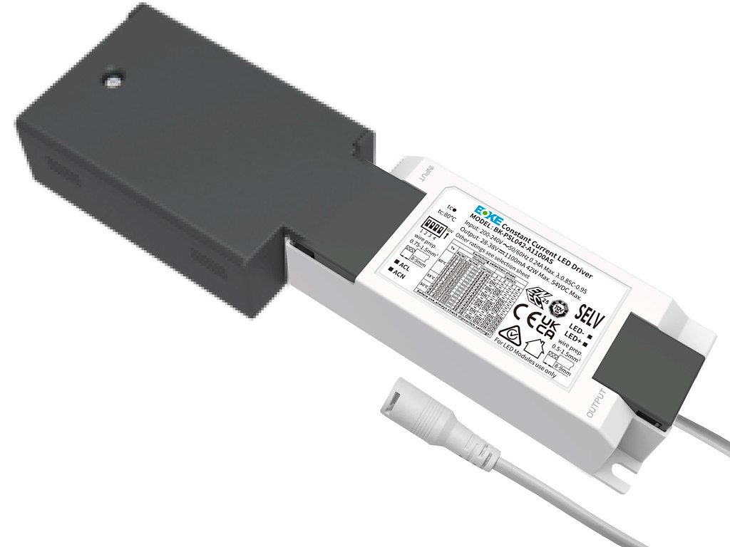 BOKE driver ON/OFF 230V AC/28-42V DC. 500-1100 mA (dip) max 42W