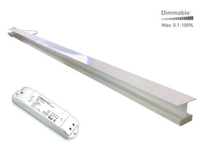 LED Troldtekt lysskinne 120 cm. underforsænket WW m. DALI/PUSH driver