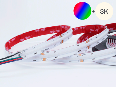 LED TrueColor COB strip RGBW 15 m. 16W/m. 48V. 896LED. RGB+3000K. IP20. 50 cm. 0.5mm2 i begge ender. med rødt 3M tape