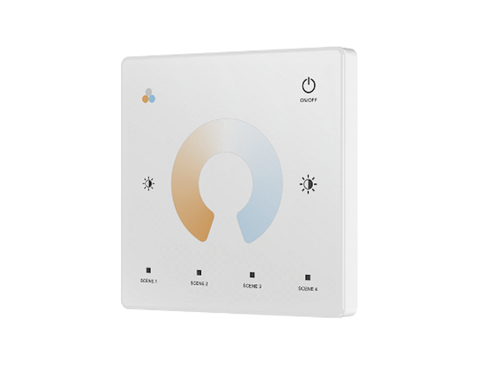 Hvid fjernbetjeningspanel. 2.4GHz for Single/CCT. 1 zone styring og dæmp