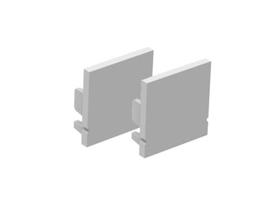 Endestykke-sæt for alu-skinne for LED strip (20x20 mm) 