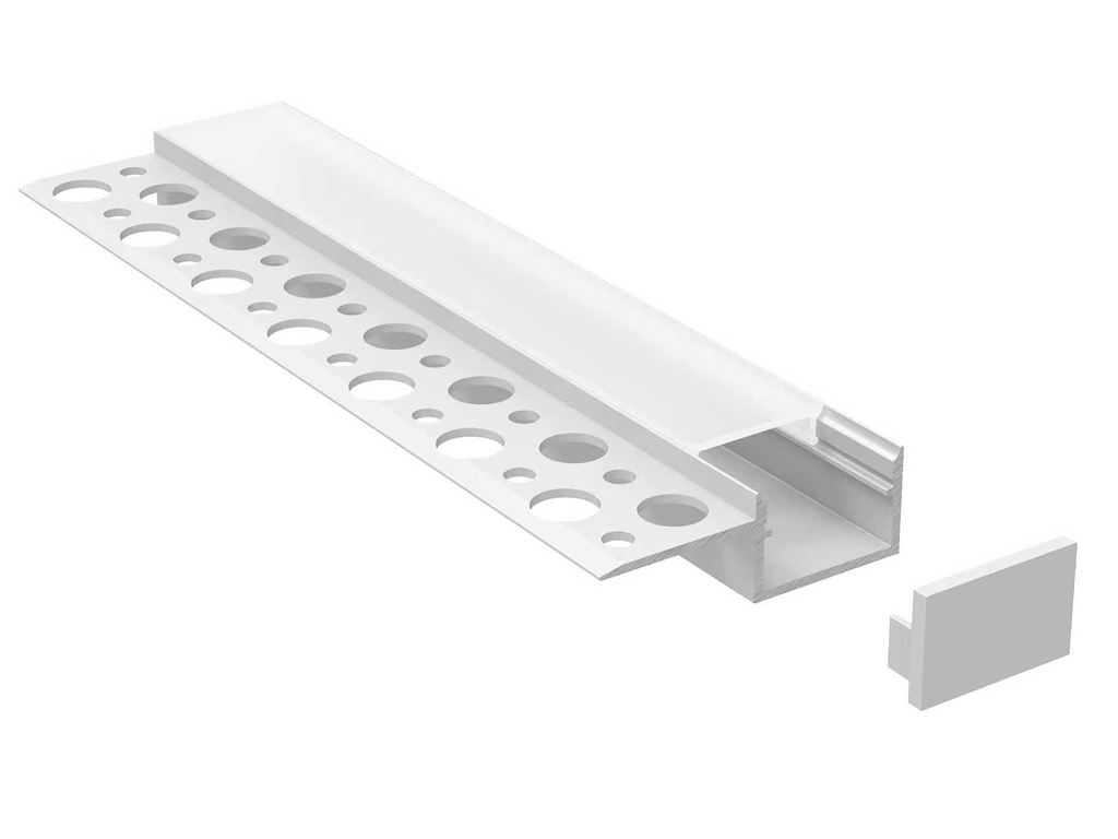LED indspartel kant profil inkl. opal cover. Hvid, 2m