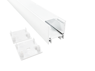 Alu-skinne 23x25mm. Hvid. 180 cm. inkl. cover. endestykker og clips