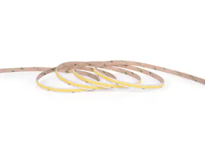 LED TrueColor COB strip CTA 10 m. 20W/m. 24V. 640LED. IP20. CRI90. 10mm PCB. 2x 50 cm. 0.5mm2 ledning med rødt 3M tape