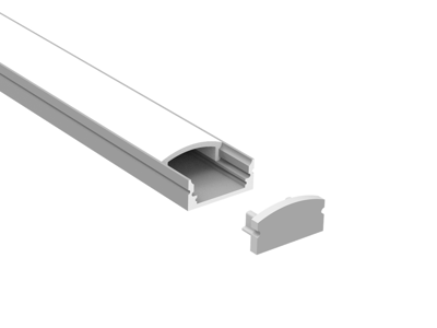 Alu-skinne 17x7 mm. SILVER for LED strip. 100 cm. m/2 skrue-huller  (tilkøb cover. endestykker. clips)