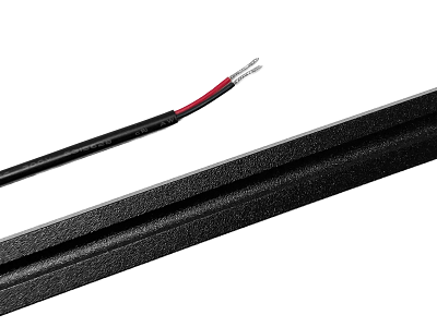 Alu-skinne SORT for LED strip. 60 cm. (17x15 mm) inkl. cover. 2 stk. clips samt endestykker