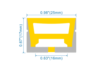 Silikone-skinne for LED strip 25x17 mm. PR.METER