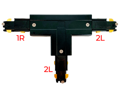 PRO Track Rail T-tilslutning. højre #2. 3-faset/6-ledet. SORT