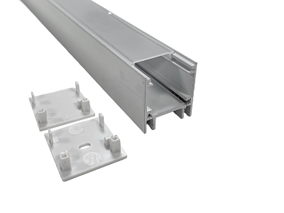Alu-skinne 23x25mm. Hvid. 180 cm. inkl. cover. endestykker og clips