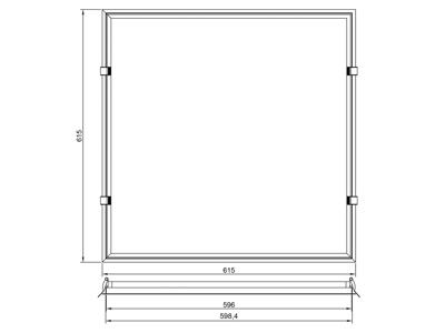 Click-Fit indbygningsramme for 60x60 LED panel (høje loftplader)