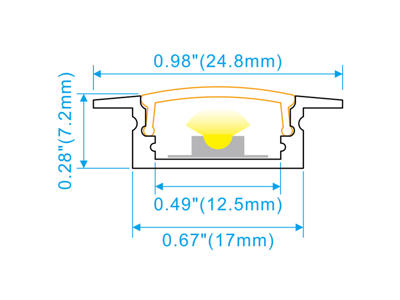 Alu-skinne SORT m/krave 17x7 for LED strip. 180 cm. m/4 skruehuller (tilkøb cover. endestykker. clips)