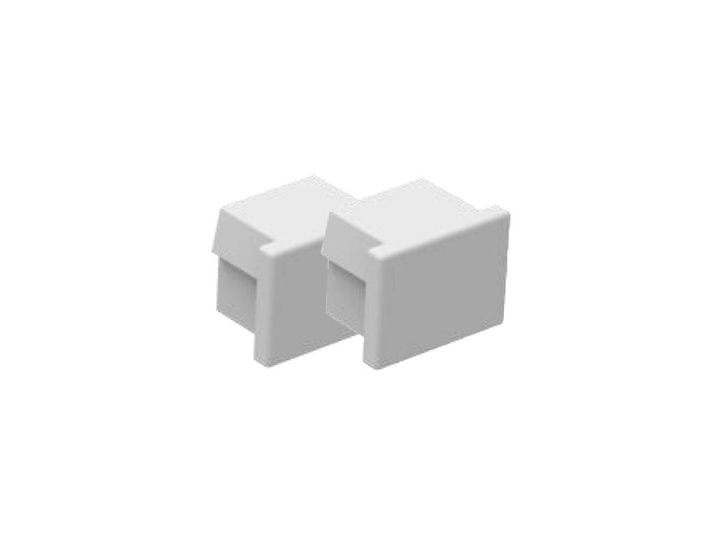 Endestykke-sæt (1 u.hul/1 m. hul) for aluskinne (16x12 mm)