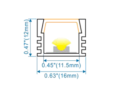 Alu-skinne HVID for LED strip, 180 cm. (16x12 mm) inkl. cover