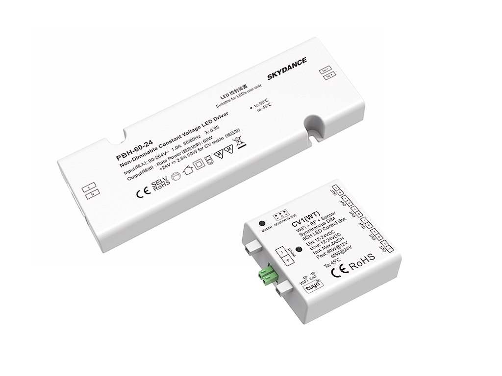 LED driver 24V 60W inkl. 6-port dupont-controller WIFI + RF 2.4GHz