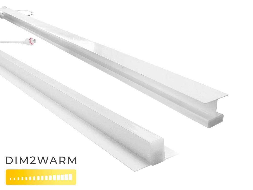 LED dim2warm lysskinne for Troldtekt/træbeton. hvid