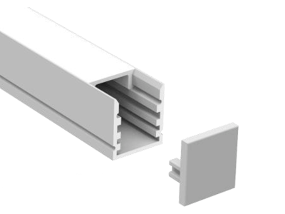 Alu-skinne for LED strip HVID. 180 cm. (14x15 mm) / (tilkøb cover. endestykker. clips)