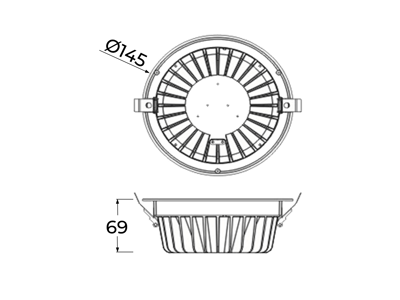 LED downlight Ø:145mm. 15W. CCT. dip-switch. DC han stik