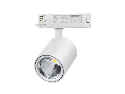 LED 'In-track' 3-faset skinnespot 30W. NW. hvid