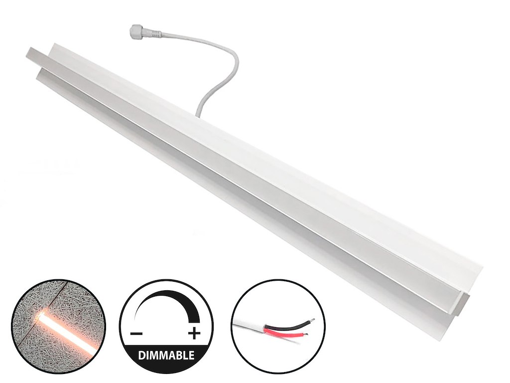 LED lysskinne til Troldtekt 60 cm. planforsænket. WW - 35mm