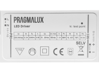 Pragmalux LED driver 40W m/junctionbox og påmont. panel-adapter