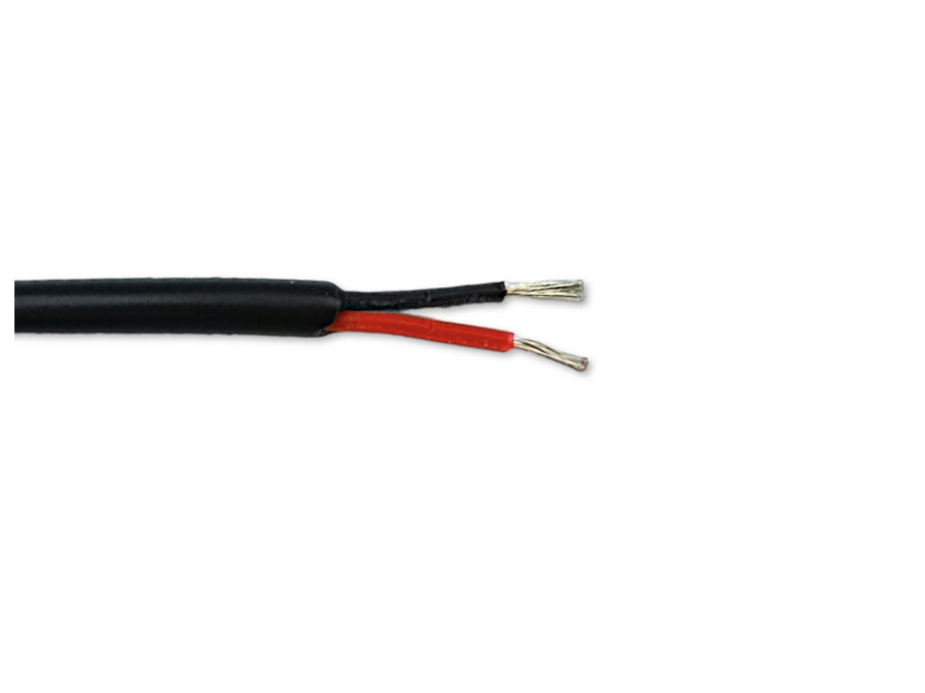 Kabel 2x0.75 sort. rund 100 m.