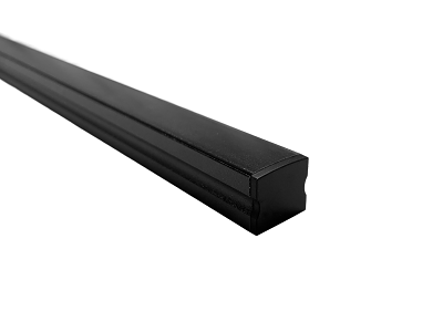 Alu-skinne SORT for LED strip. 60 cm. (17x15 mm) inkl. cover. 2 stk. clips samt endestykker