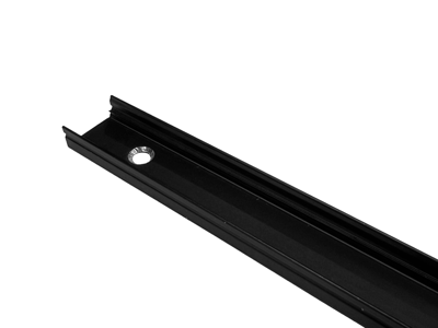 Alu-skinne 17x7 mm. SORT for LED strip. 180 cm. m/4 skrue-huller (tilkøb cover. endestykker. clips)