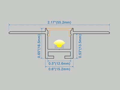 Indbygnings-skinne alu for LED bånd, 180 cm.