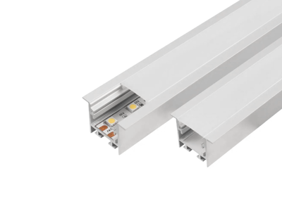 Alu-skinne m/krave for LED strip 25x25mm. HVID. 110 cm. inkl. opal cover og hvide endestykker.