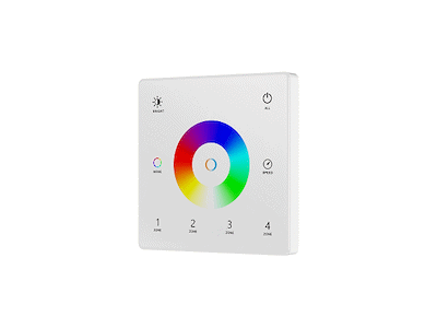 Fjernbetjeningspanel 2.4GHz for RGB/RGBW 4 zoner styring og dæmp. Hvid