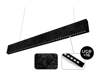 SilentFelt slim akustik LED armatur NW. Cloudy Black. 1200mm.