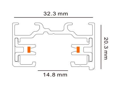 Slim Track Rail 1.5 m. 1-faset/2-ledet. SORT